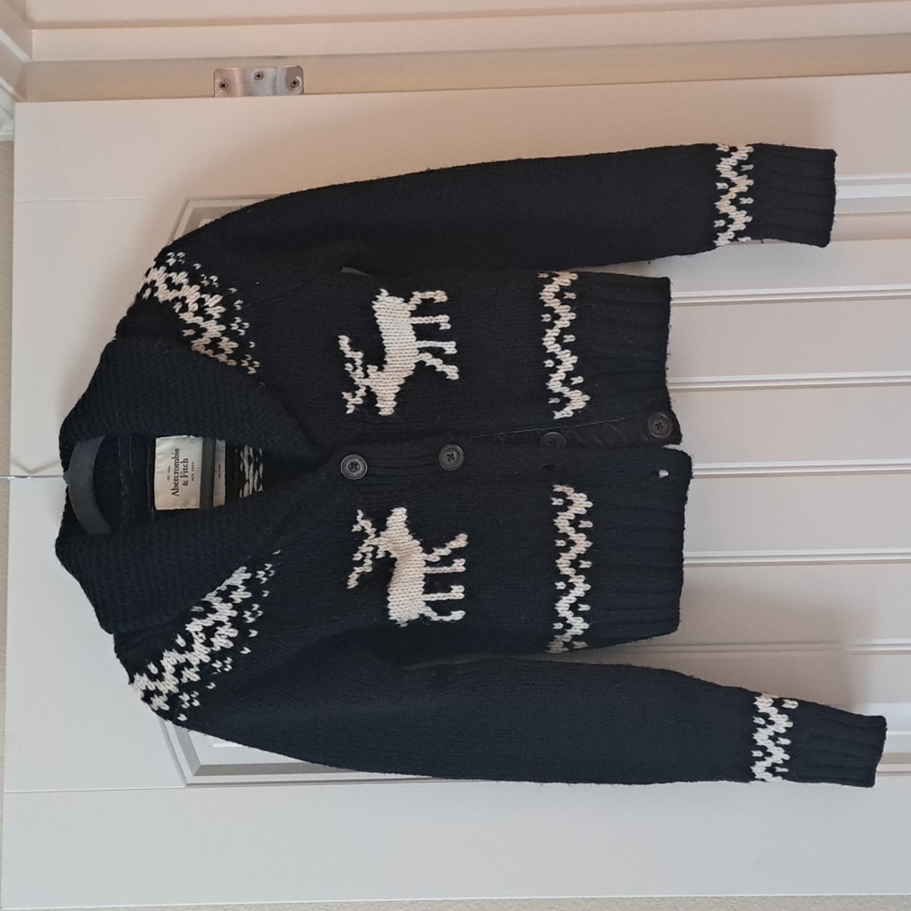 Abercrombie Shawl Collar Navy Fairisle Sweater